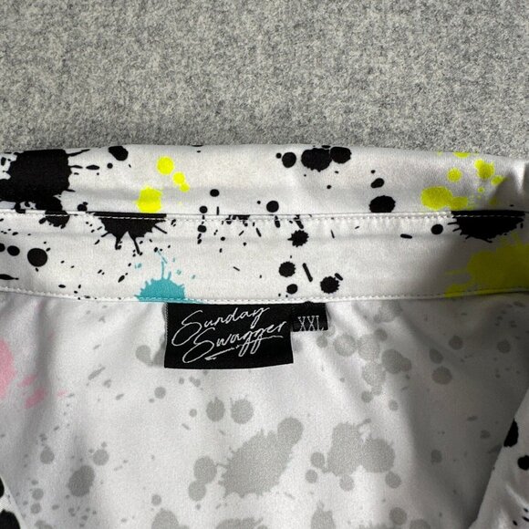 Sunday Swagger Golf Polo Shirt Mens XXL Paint Splatter Performance Stretch Top - Picture 9 of 10